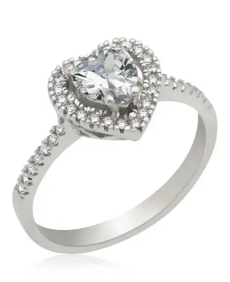 Gümüş Kalpli Bayan Yüzük