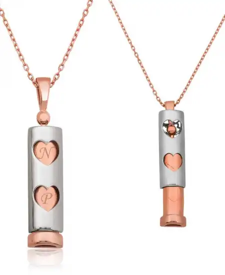 Gümüş Kalpli Çubuk Kolye