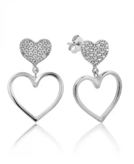 Gümüş Kalpli Kadın Küpe