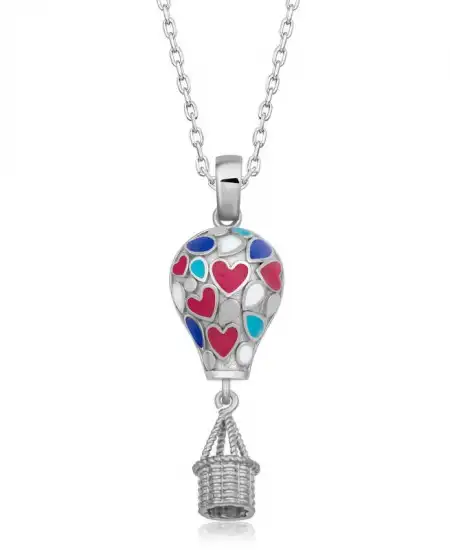 Gümüş Kalpli Kapadokya Balon Kadın Kolye