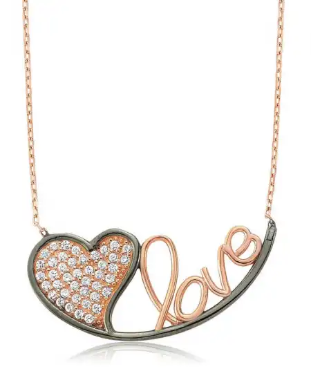 Gümüş Kalpli Love Bayan Kolye