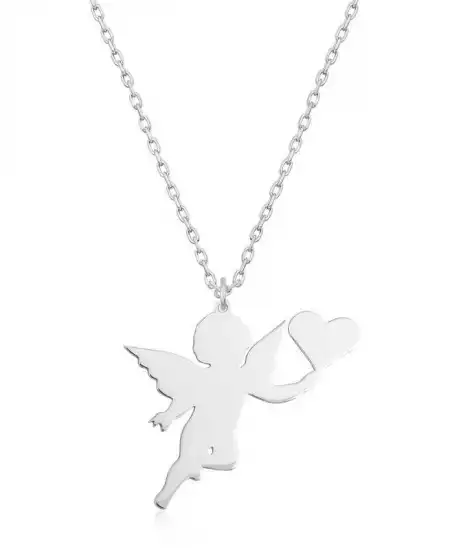 Gümüş Kalpli Meleğim Bayan Kolye