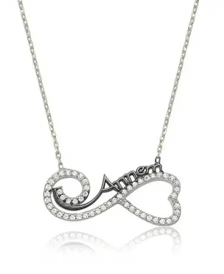 Gümüş Kalpli Sonsuzluk Annem Kolye