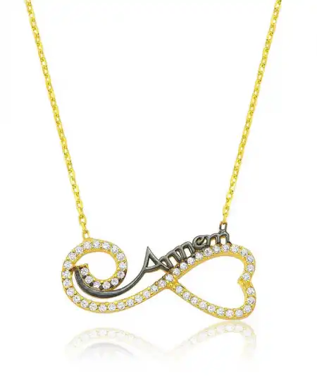 Gümüş Kalpli Sonsuzluk Annem Kolye