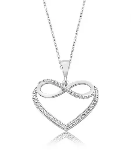 Gümüş Kalpli Sonsuzluk Bayan Kolye