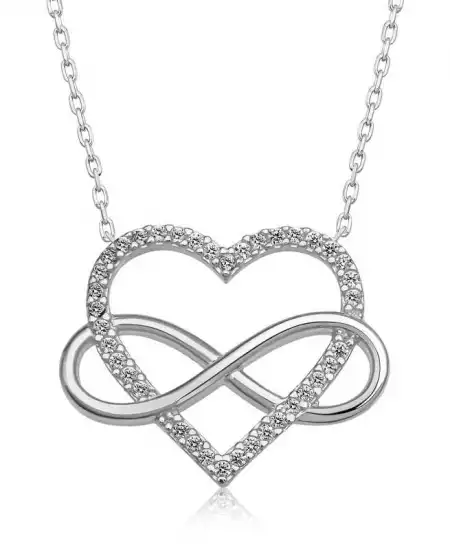 Gümüş Kalpli Sonsuzluk Bayan Kolye