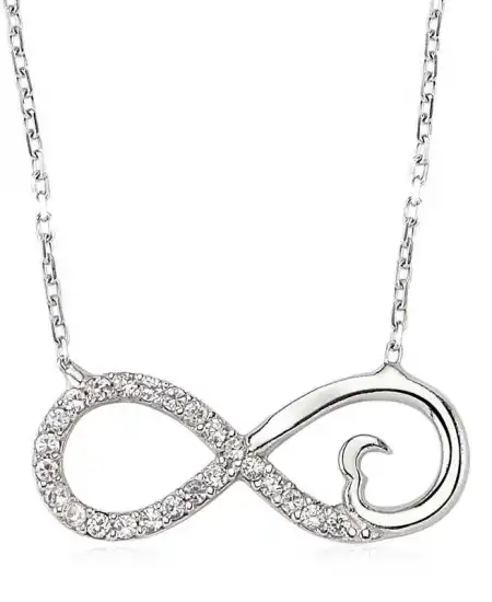 Gümüş Kalpli Sonsuzluk Bayan Kolye
