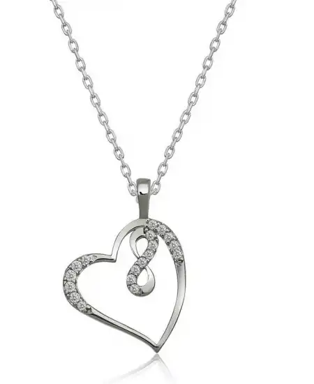 Gümüş Kalpli Sonsuzluk Bayan Kolye