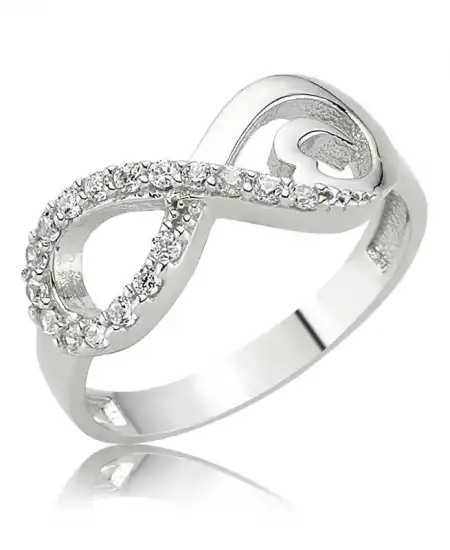 Gümüş Kalpli Sonsuzluk Bayan Yüzük