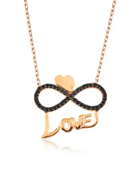 Gümüş Kalpli Sonsuzluk Love Bayan Kolye