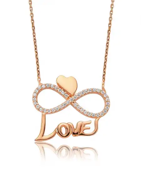 Gümüş Kalpli Sonsuzluk Love Bayan Kolye