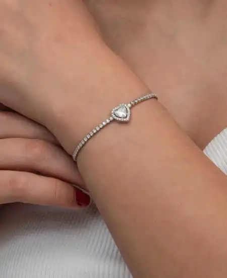 Gümüş Kalpli Su Yolu Bileklik