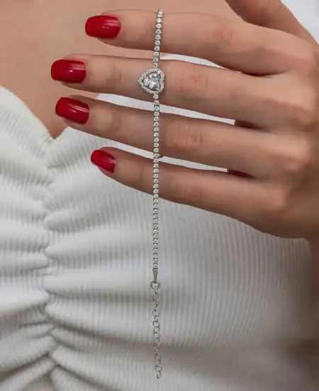 Gümüş Kalpli Su Yolu Bileklik