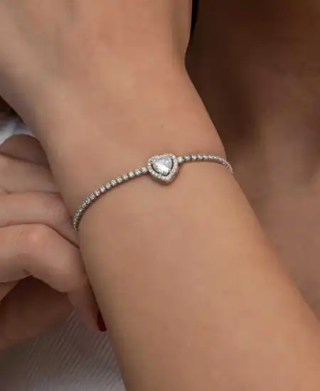 Gümüş Kalpli Su Yolu Bileklik