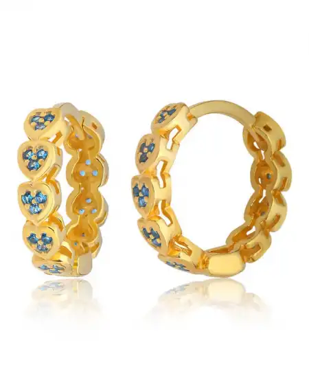 Gümüş Kalpli Zirkon Taşlı Halka Kadın Küpe