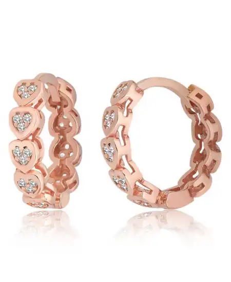 Gümüş Kalpli Zirkon Taşlı Halka Kadın Küpe