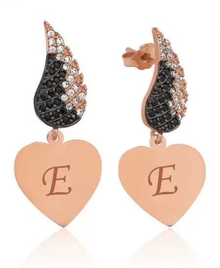 Gümüş Kanatlı Kalp Küpe