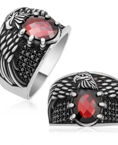 Gümüş Kanatlı Kartal Erkek Yüzük