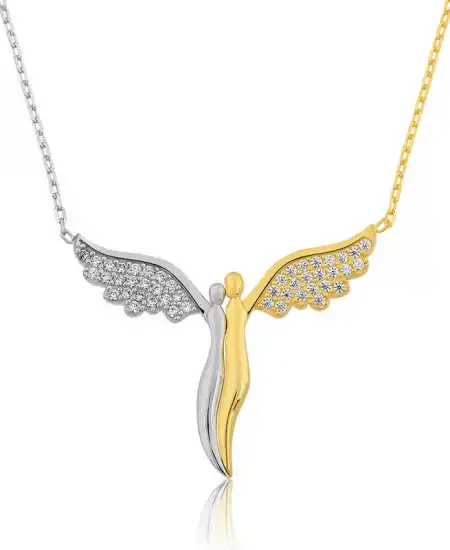 Gümüş Kanatlı Melekler Bayan Kolye