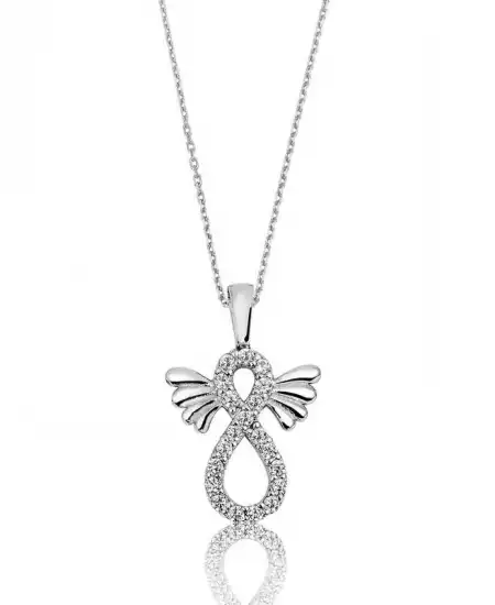 Gümüş Kanatlı Sonsuzluk Bayan Kolye