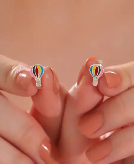 Gümüş Kapadokya Balon Çocuk Küpesi