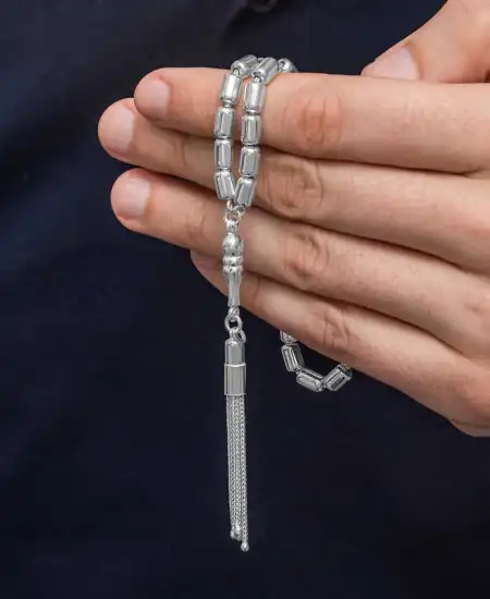 Gümüş Kapsül Kesim Erkek Tesbih