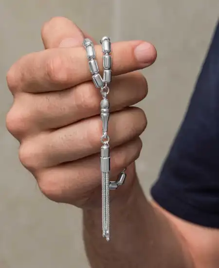 Gümüş Kapsül Kesim Erkek Tesbih