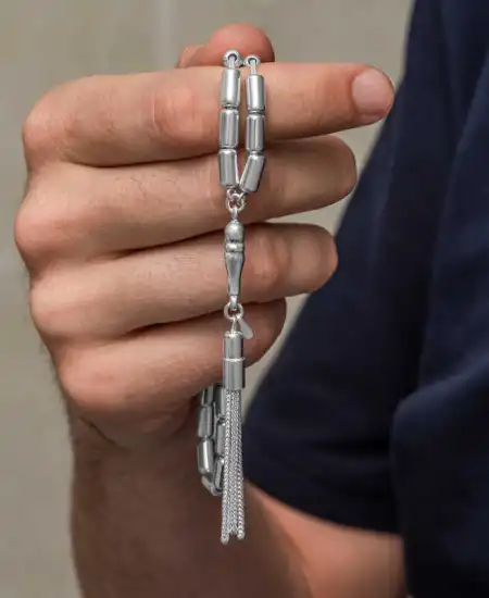 Gümüş Kapsül Kesim Erkek Tesbih