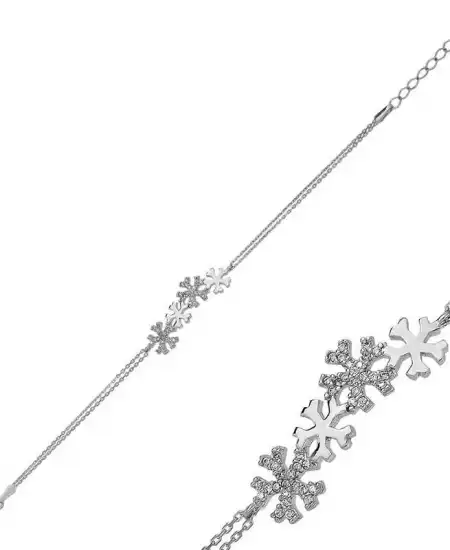 Gümüş Kar Taneleri Bayan Bileklik