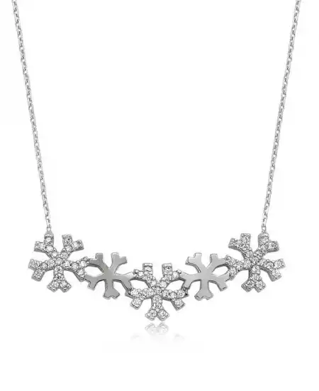 Gümüş Kar Taneleri Bayan Kolye