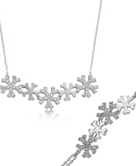 Gümüş Kar Taneleri Bayan Set