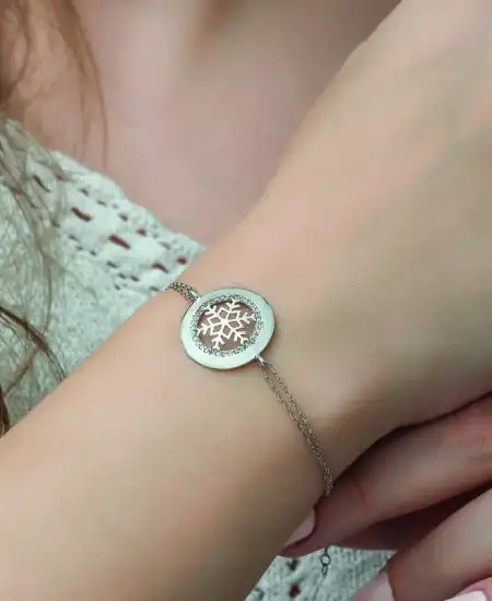 Gümüş Kar Tanesi Bayan Bileklik