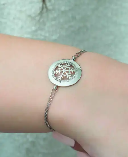 Gümüş Kar Tanesi Bayan Bileklik