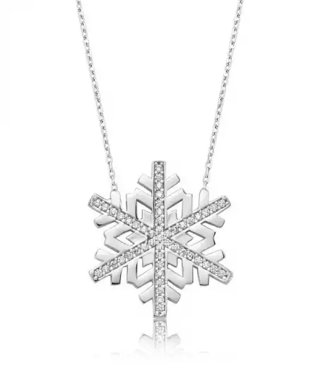 Gümüş Kar Tanesi Bayan Kolye