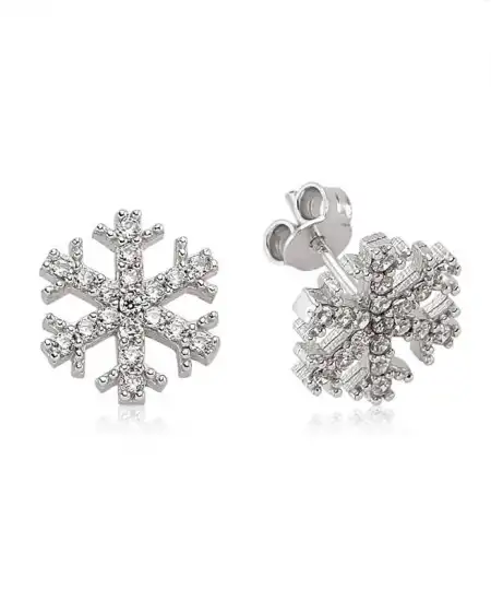 Gümüş Kar Tanesi Çivili Küpe