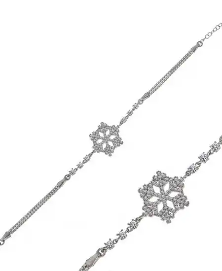 Gümüş Kar Tanesi Kadın Bileklik