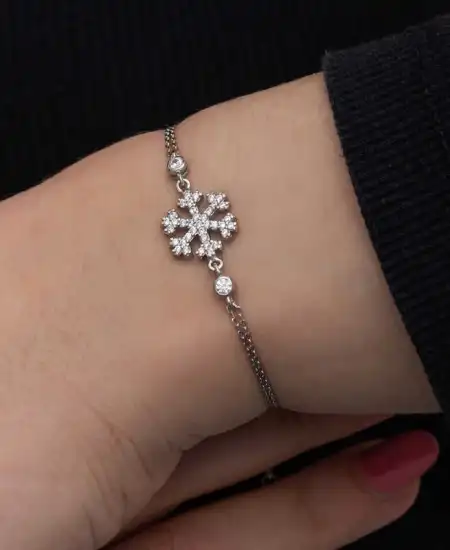 Gümüş Kar Tanesi Kadın Bileklik