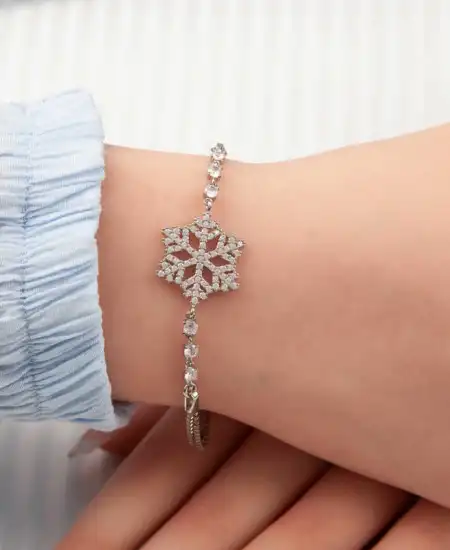 Gümüş Kar Tanesi Kadın Bileklik