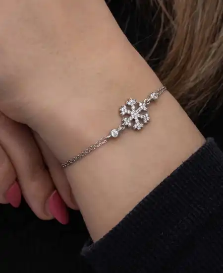 Gümüş Kar Tanesi Kadın Bileklik