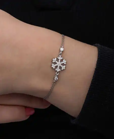 Gümüş Kar Tanesi Kadın Bileklik