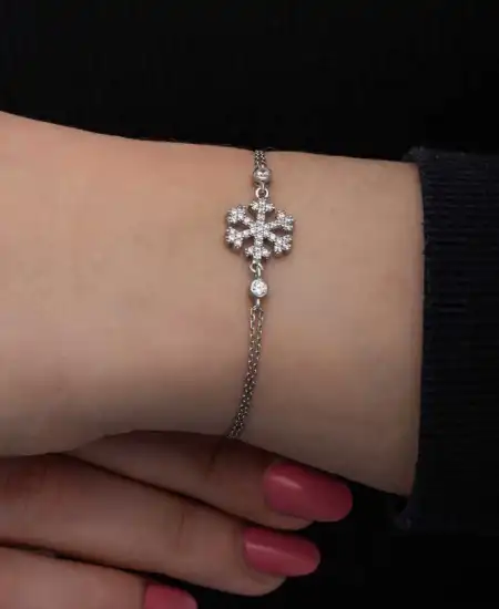 Gümüş Kar Tanesi Kadın Bileklik