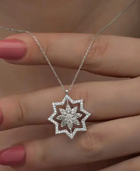 Gümüş Kar Tanesi Kadın Kolye