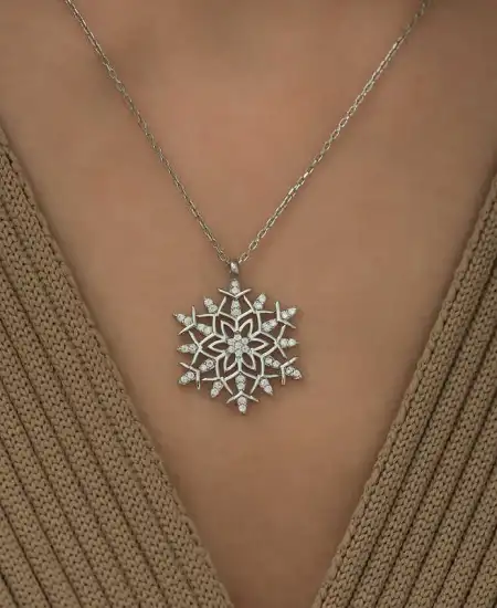 Gümüş Kar Tanesi Kolye