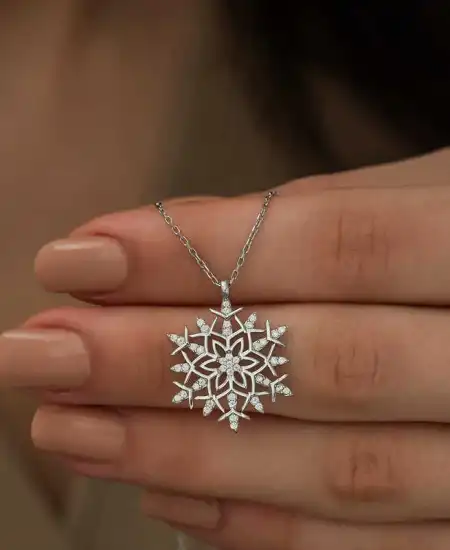 Gümüş Kar Tanesi Kolye