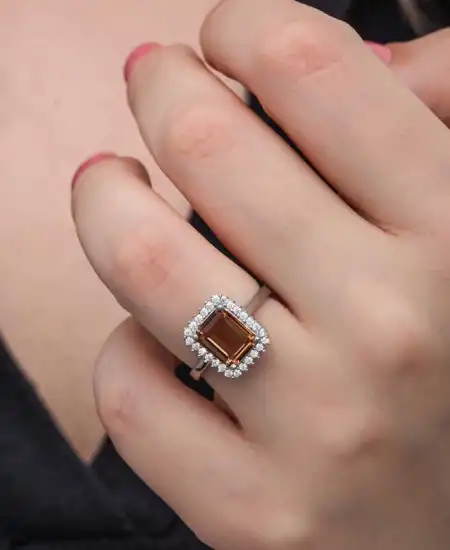 Gümüş Kare Baget Zultanit Taşlı  Kadın Yüzük