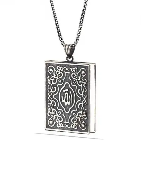 Gümüş İçi Açılabilen Allah Yazılı Muskalık Kolye