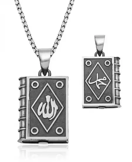 Gümüş İçi Açılabilen Allah Yazılı Muskalık Kolye