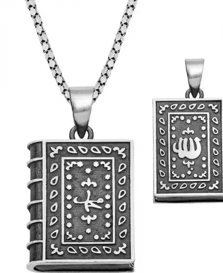 Gümüş İçi Açılabilen Allah Yazılı Muskalık Kolye