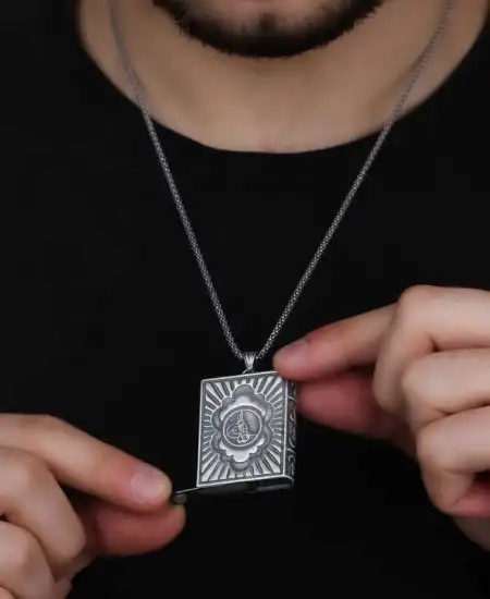 Gümüş İçi Açılabilen Tuğra Muskalık Kolye