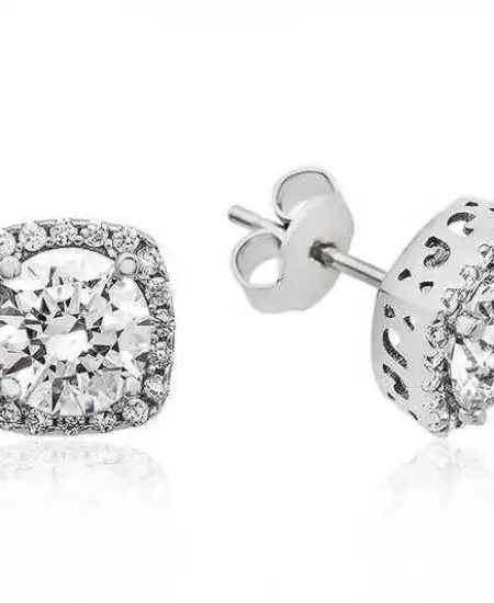 Gümüş Kare Montür Pırlanta Modeli Küpe